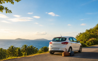 Voiture de location près de Trois-Rivières avant une excursion vers Les Saintes.